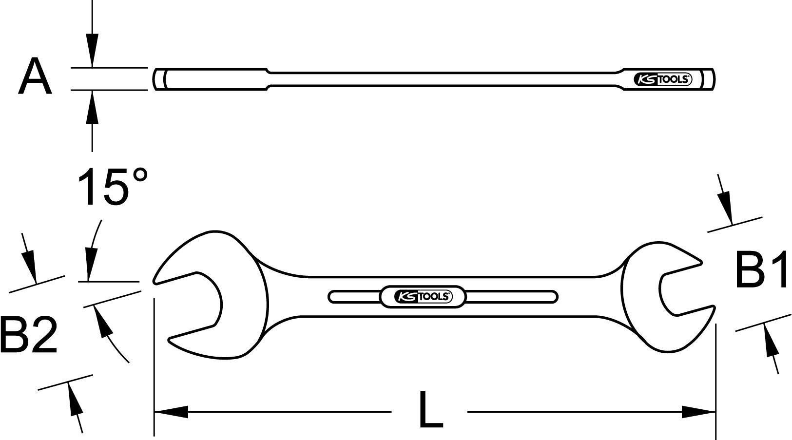 KS TOOLS Werkzeuge-Maschinen GmbH BRONZEplus Doppel-Maulschlüssel 50x55 mm (963.7057)