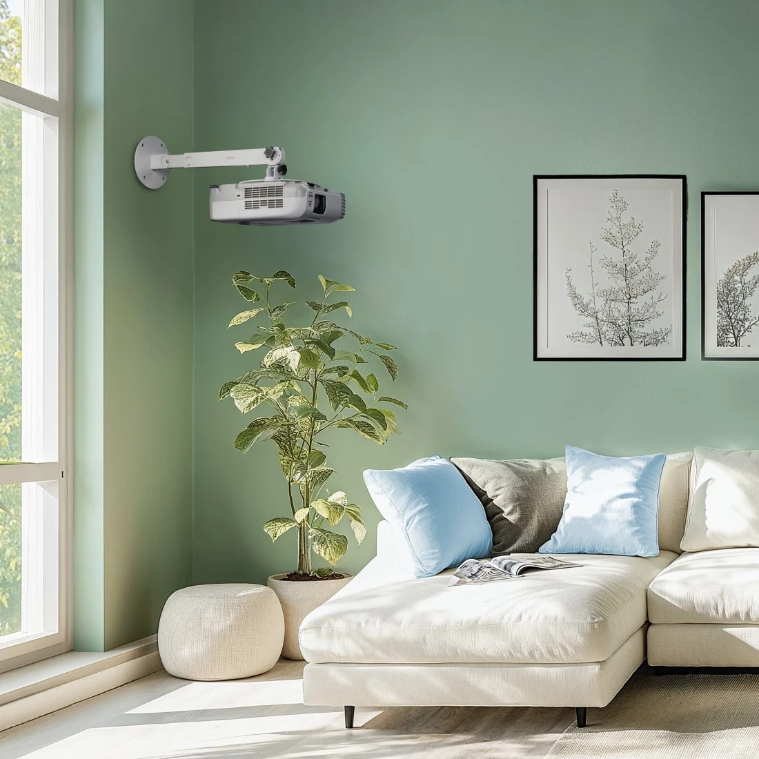 Hama Beamerhalterung Decke/Wand 360° schwenkbar höhenverstellbar bis 15 kg Weiß