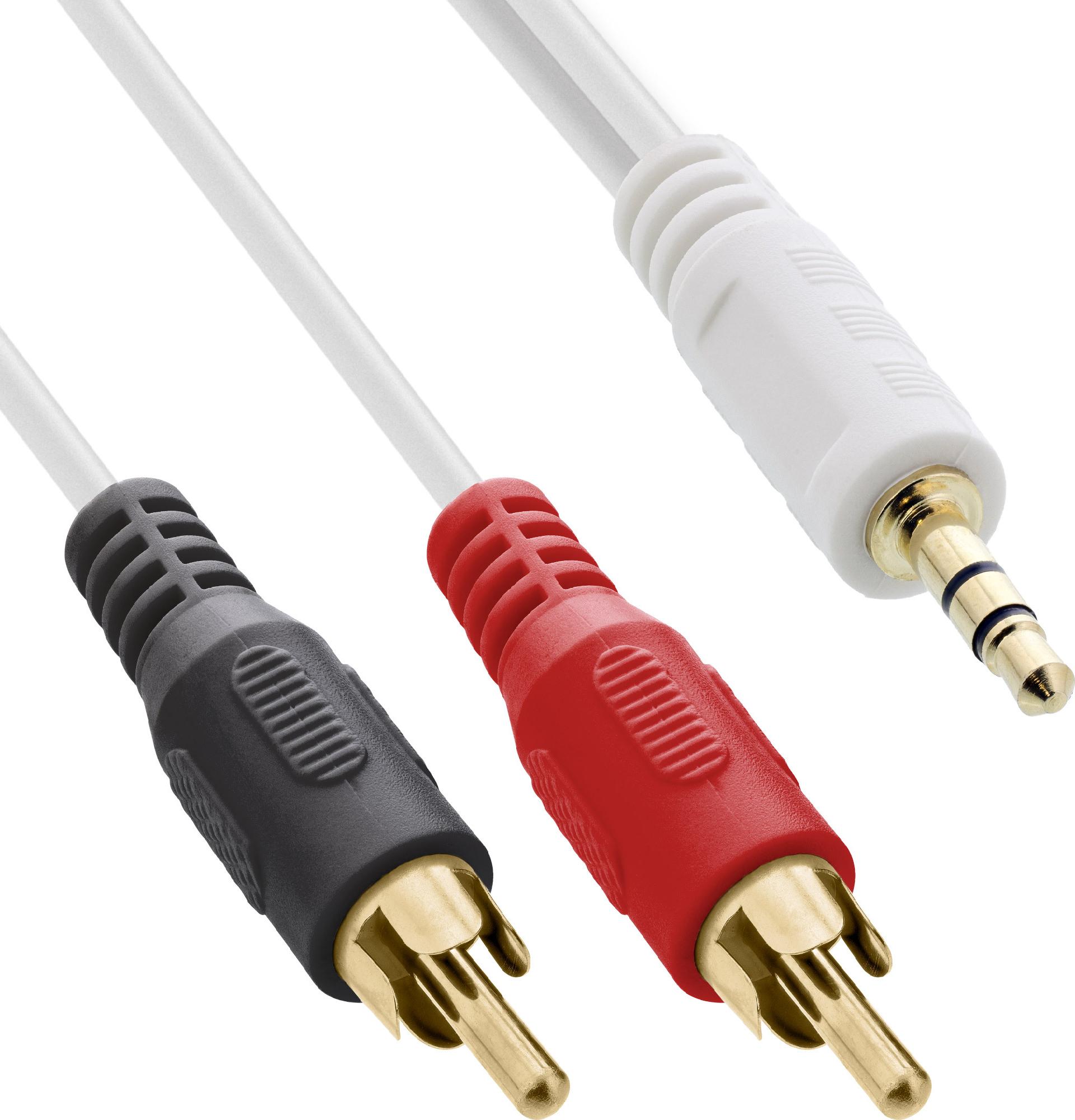 InLine Audiokabel 2x Cinch auf 3,5 mm Klinke 5 m Weiß