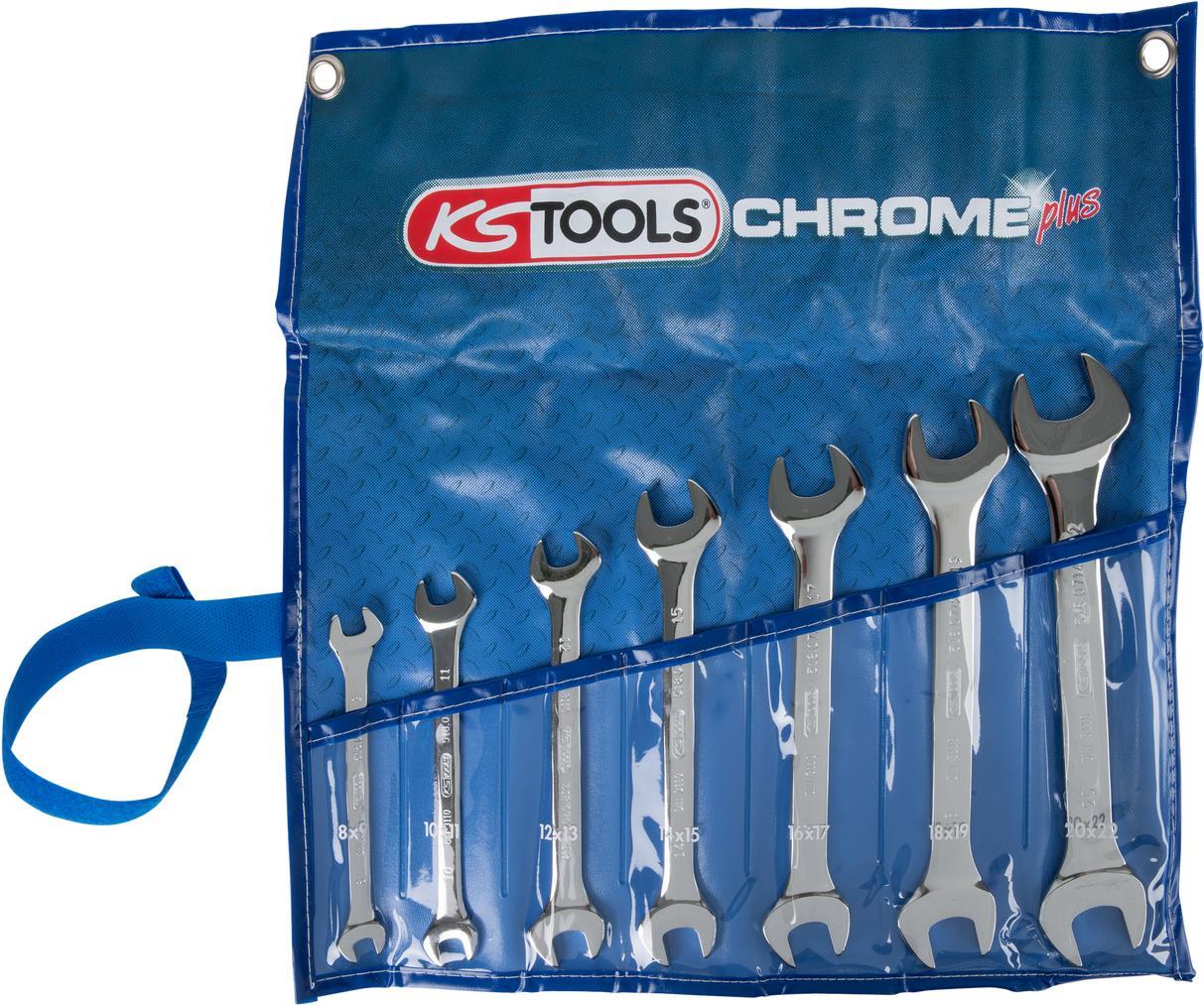 KS TOOLS Werkzeuge-Maschinen GmbH CHROMEplus Doppel-Maulschlüssel-Satz, 7-tlg (518.0747)