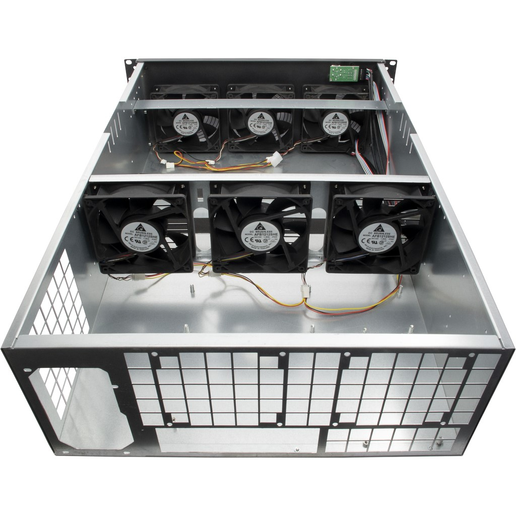 Inter-Tech 4W2 Mining Rack 4U Computer-Gehäuse ATX Stahl Schwarz, Grau