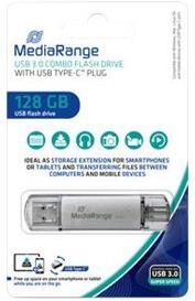 MEDIARANGE KOMBO USB STICK 128GB MR938 70MB/s USB-C+USB-A 3.0 silber
