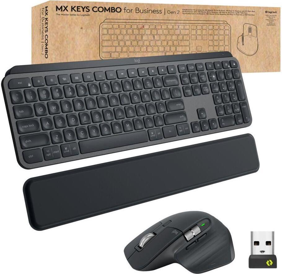 Logitech MX Keys combo for Business Gen 2 Tastatur Maus enthalten RF Wireless + Bluetooth QWERTY US International Graphit (920-010933) (geöffnet)