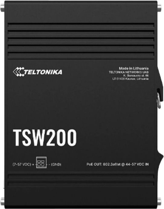 Teltonika Industrial Ethernet switch with 2 SFP ports for Fiber-optic communication and (TSW2000000B0)