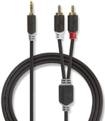 Nedis CABW22200AT20. Anschluss 1: 3.5mm, Anschluss 2: 2 x RCA, Kabelmaterial: Kupferverkleidetes Aluminium (CCA), Beschichtung Steckerkontakte: Gold, Kabellänge: 2 m, Produktfarbe: Anthrazit (CABW22200AT20)