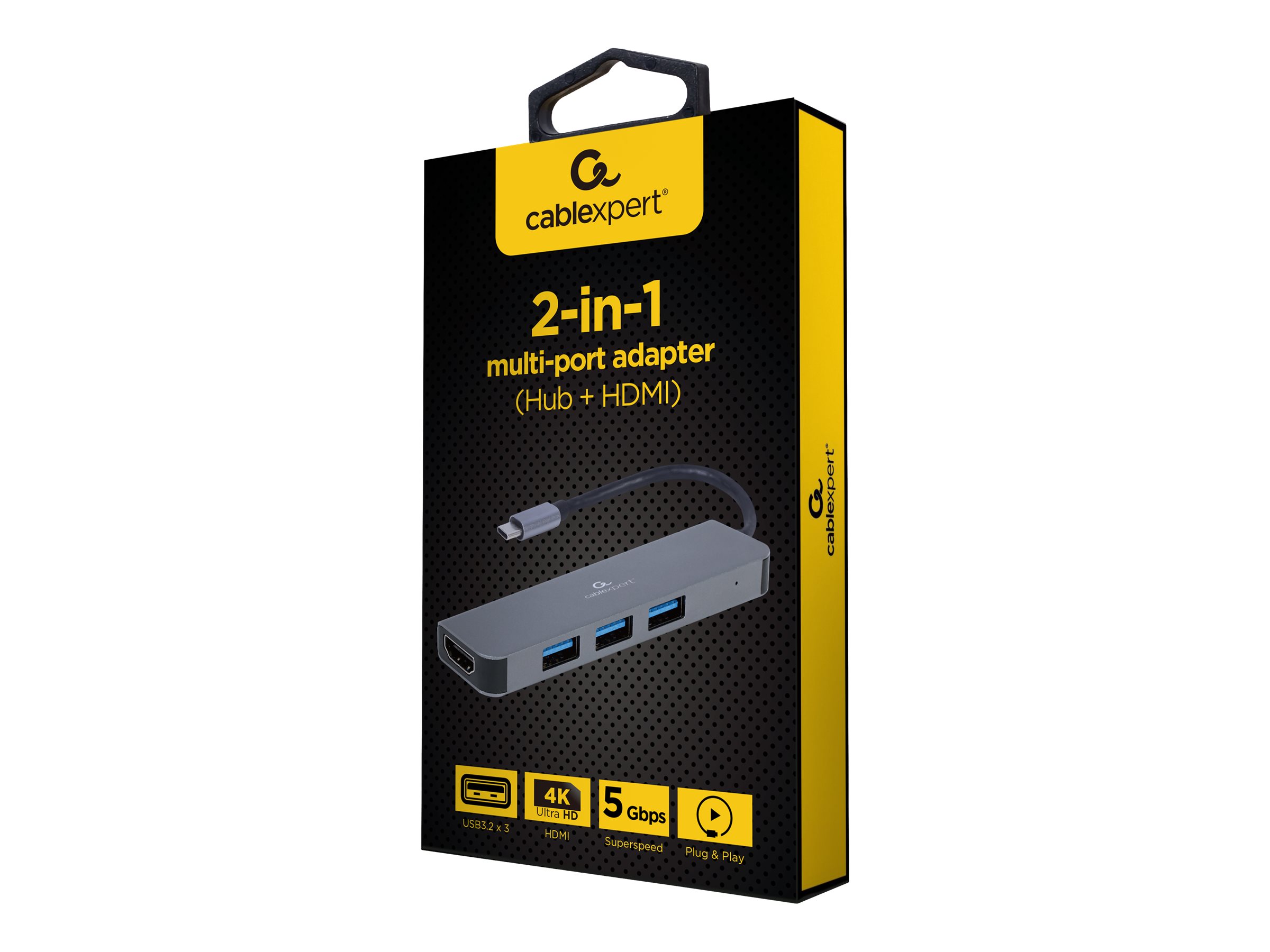 Cablexpert A-CM-COMBO2-01 Dockingstation USB-C 3.2 Gen 1 HDMI Grau