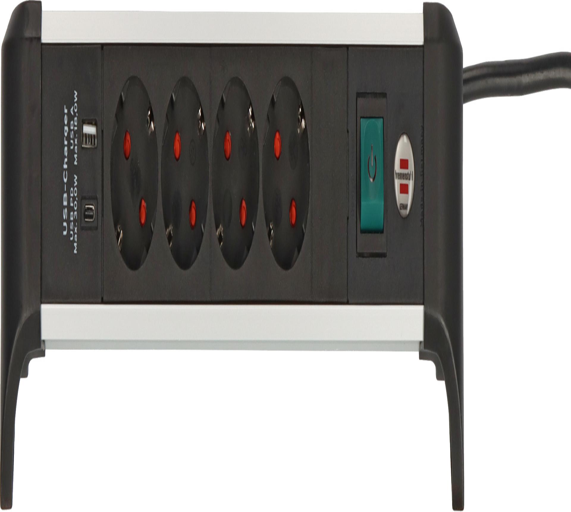 Brennenstuhl Steckdosenleiste ALU-Office-Line 4fach 1,8m USB (1391040420)