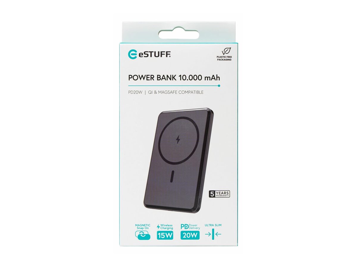 eSTUFF Magnetic Powerbank 10.000 mAh 20 W PD 3.0 MagSafe Schwarz