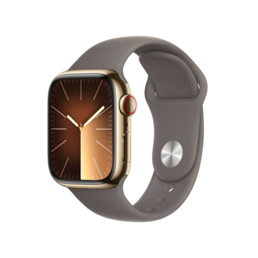 APPLE Watch Series 9 GPS + Cellular 41mm Gold Stainless Steel Case with Clay Sport Band - M/L (MRJ63QF/A)