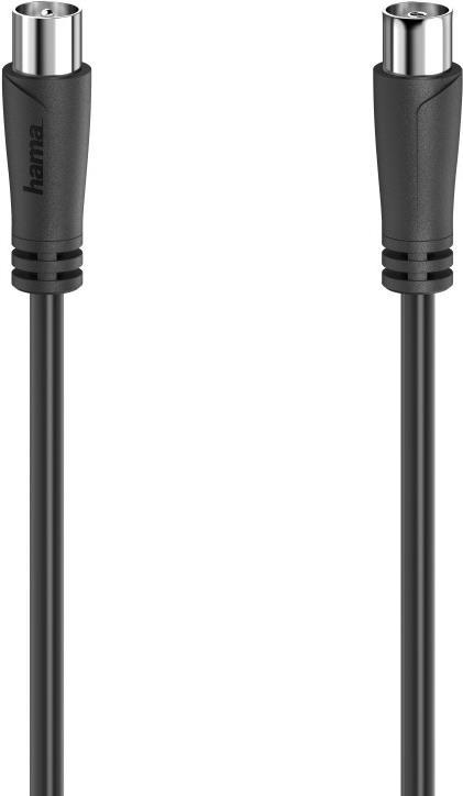 Hama Antennen-Kabel, Koax-Stecker - Koax-Kupplung, 1,5 m, 90 dB, Schwarz (00205052)