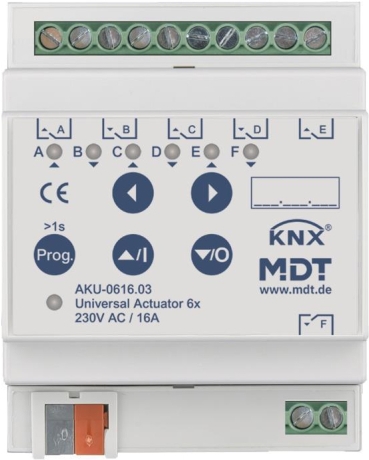 MDT AKU-0616.03 Universalaktor 6fach 4TE REG 16A 230VAC 100ÂµF 15EVG (AKU-0616.03)