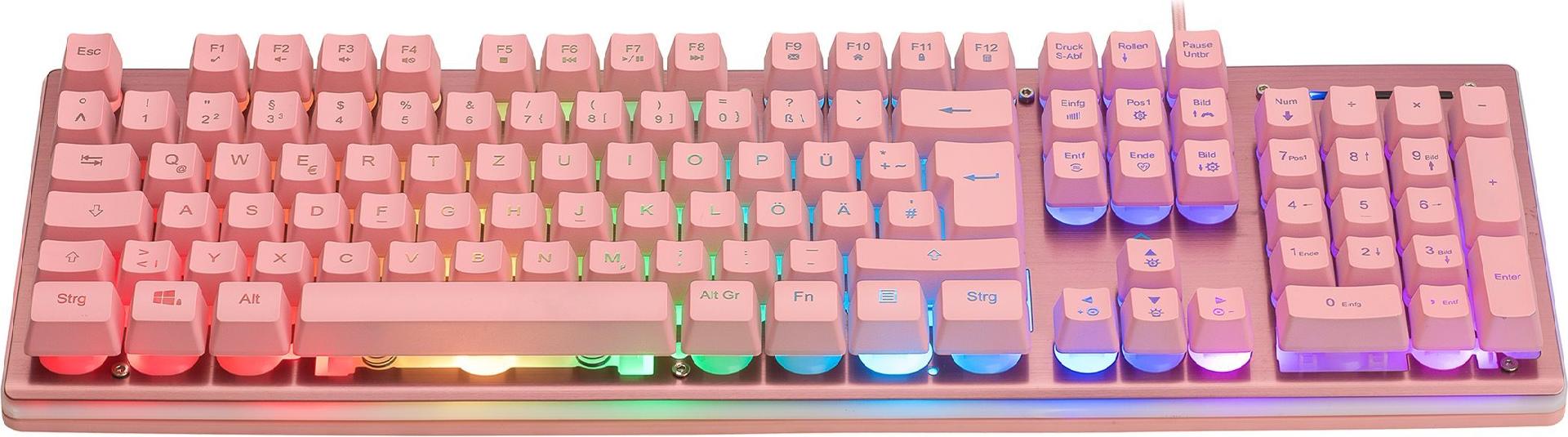 Deltaco Gaming GAM-021-RGB-P-DE Tastatur USB QWERTZ RGB Membran Pink