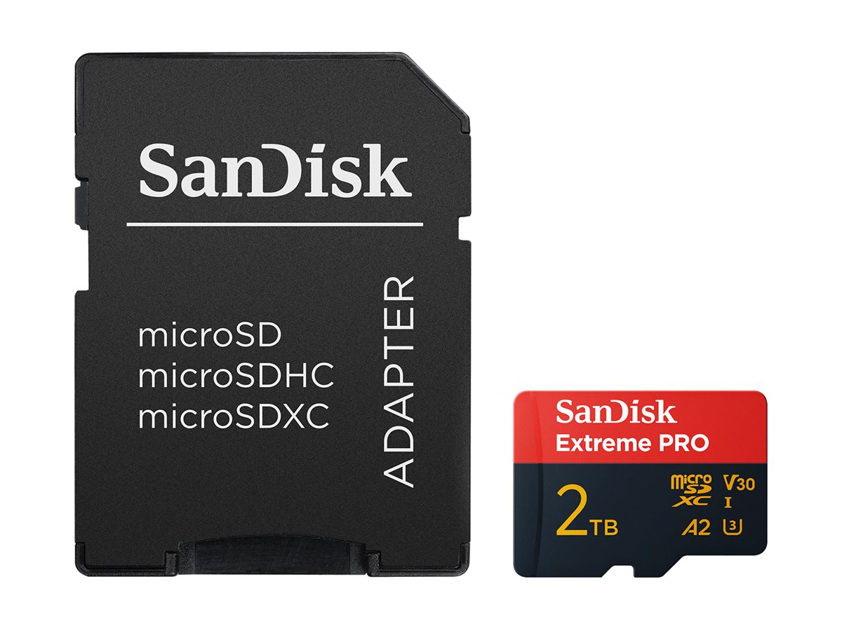 SanDisk Extreme PRO 2 TB microSDXC UHS-I A2 / Video Class V30 / UHS-I U3 Schwarz, Rot