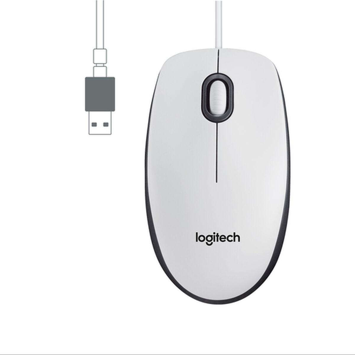 Logitech M100 Maus USB Weiß