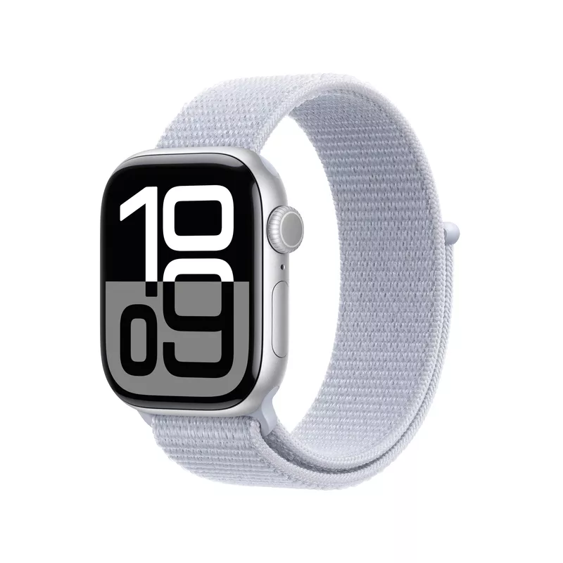 Apple Watch Series 10 GPS 42mm Silver Aluminium Case mit Blue Cloud Sport Band (MWWD3QF/A) (B-Ware)