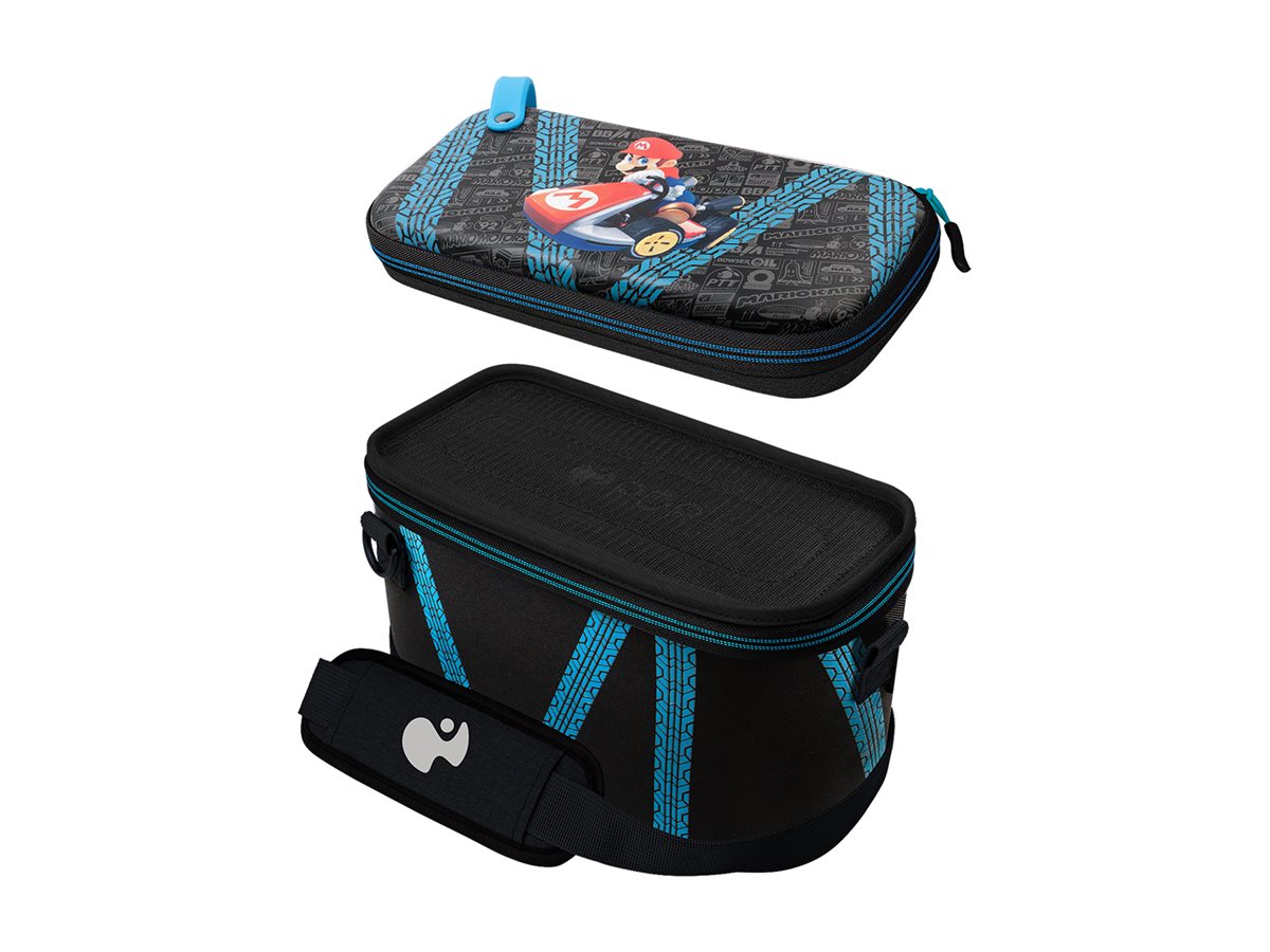PDP Overnight Hartschalenkoffer Nintendo Switch Mario Kart Drift GlowInTheDark Schwarz, Blau