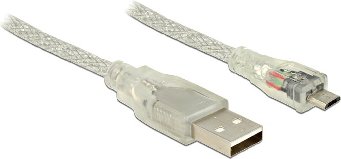 Delock Kabel USB 2.0 Typ-A Stecker > USB 2.0 Micro-B Stecker 0,5 m transparent (83897)