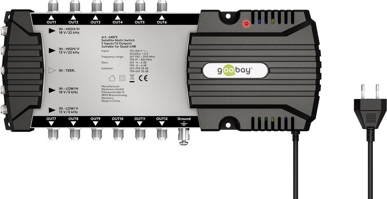 Goobay Sat-Multischalter 5 Eingänge/12 Ausgänge (64875)