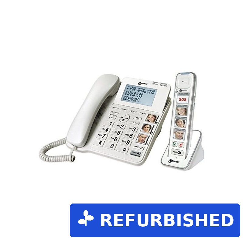 Geemarc AMPLIDECT 295 PHOTO Schnurloses Seniorentelefon Anrufbeantworter, Foto-Tasten Beleuchtetes Display Weiß (AMPLIDECT 295 PHOTO) (geöffnet)