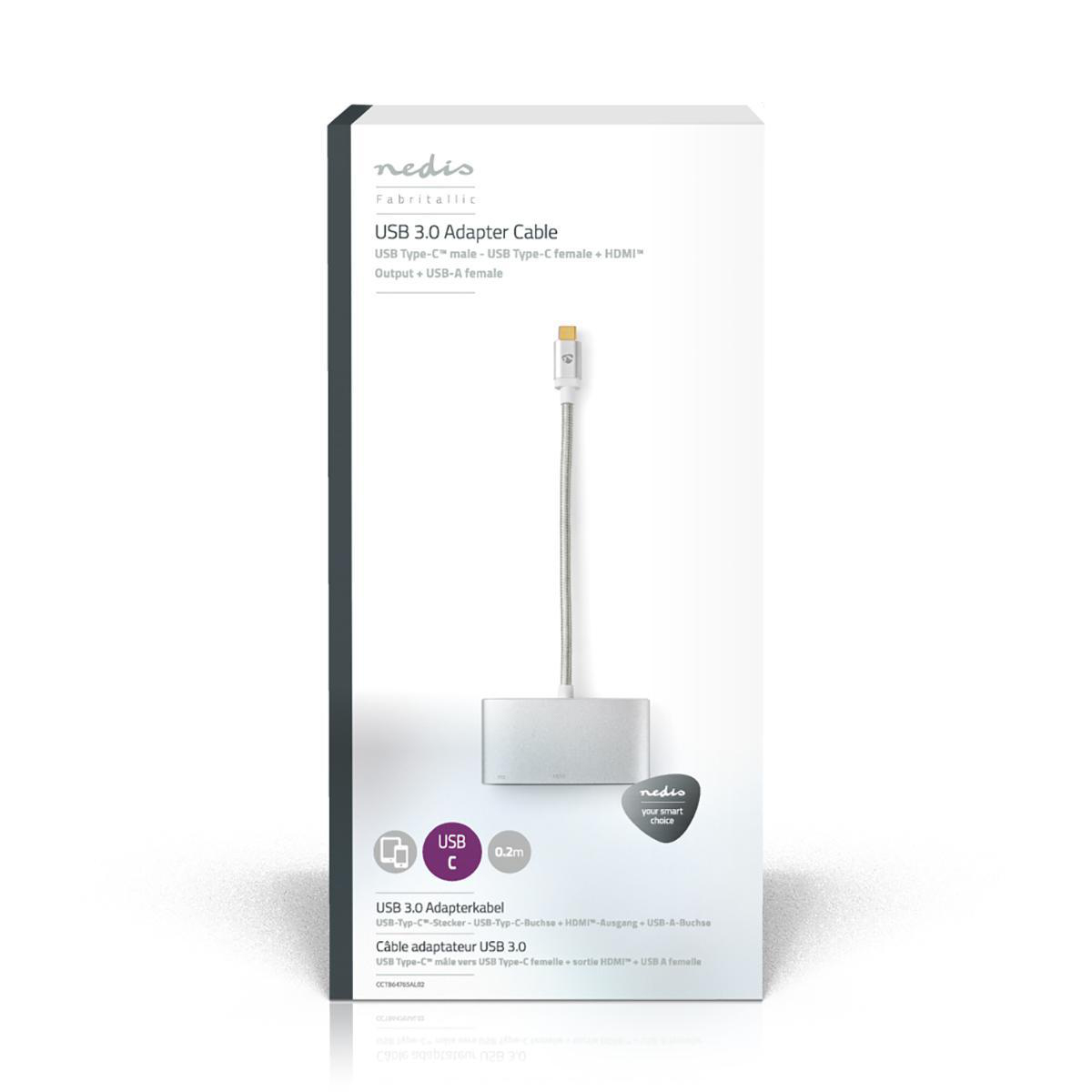 Nedis CCTB64765AL02 USB-C Adapterkabel 0,2 m Aluminium