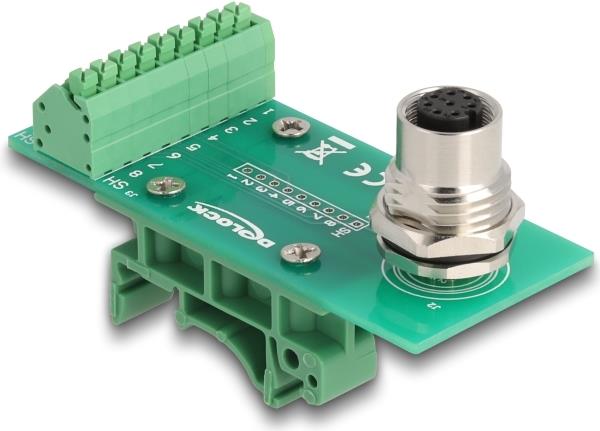 Delock M12Übergabemodul Adapter 8 Pin A-kodiert Buchse zu 9 Terminalblock für (60659)
