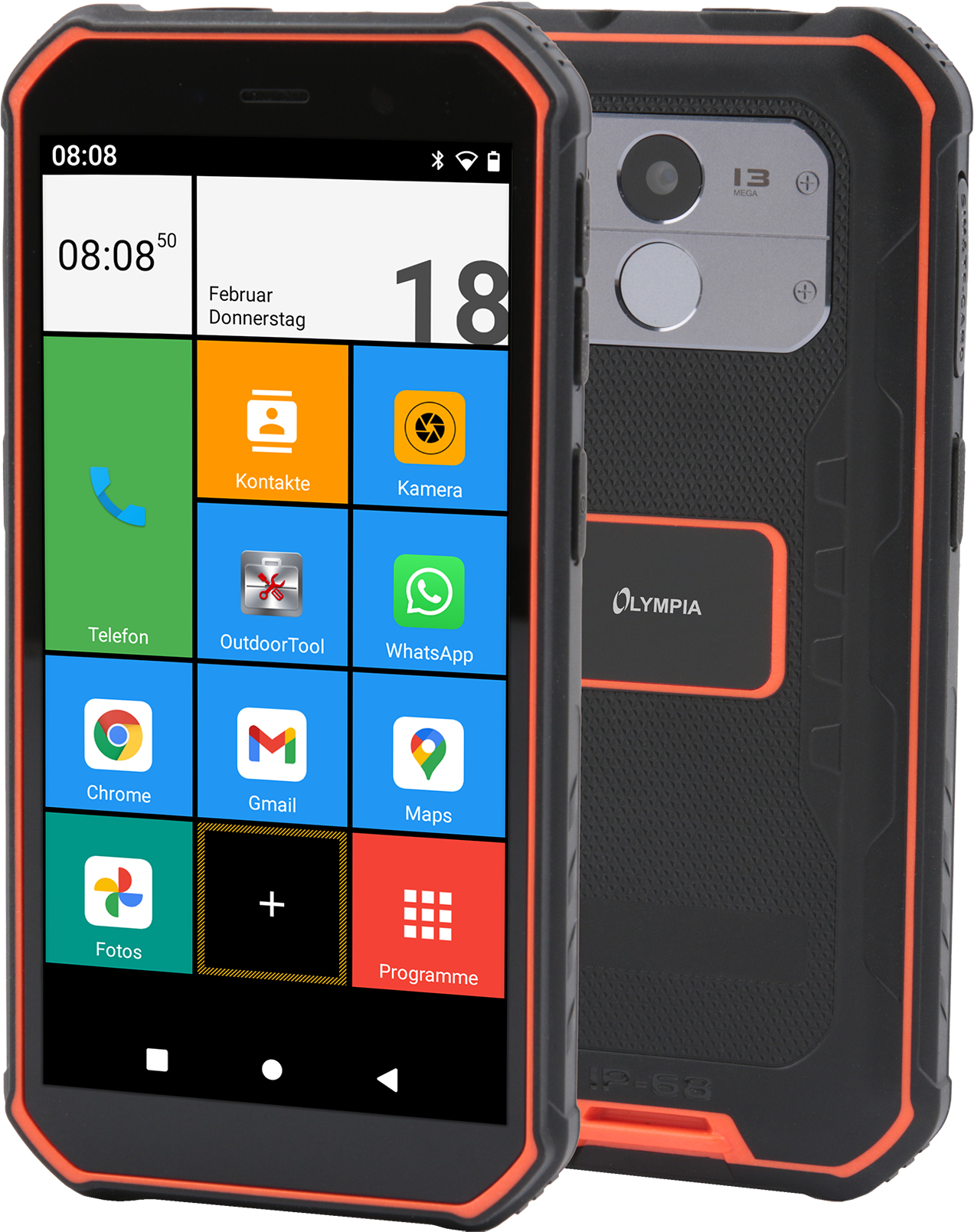 Olympia TREK 5,5" 3 GB RAM 32 GB Android 10 Schwarz, Orange