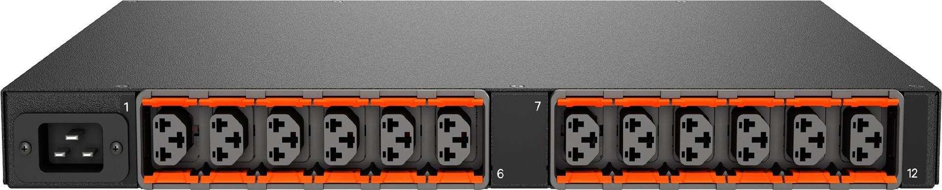 Vertiv Geist Rack PDU, Switched (Unit Level), EC, 1U, input IEC 60320 C20 power inlet 230V 16A, combi outlets (12)C13 or C19 (VP5U21A0)