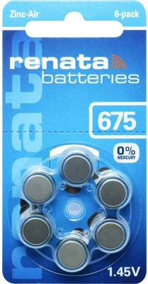 Renata Knopfzelle ZA 675 Zink-Luft PR44 Hörgerätebatterie 660 mAh 1.4 V 6 St. (ZA675.DP6 0HG)