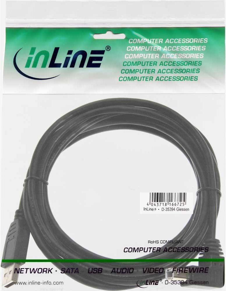 InLine 34503U 0.3m USB A USB B Männlich Männlich Schwarz USB Kabel (34503U)