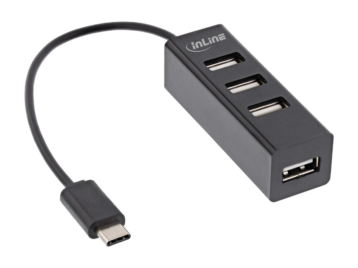 InLine USB 2.0 4-Port Hub USB-C auf 4x USB-A 15 cm Schwarz