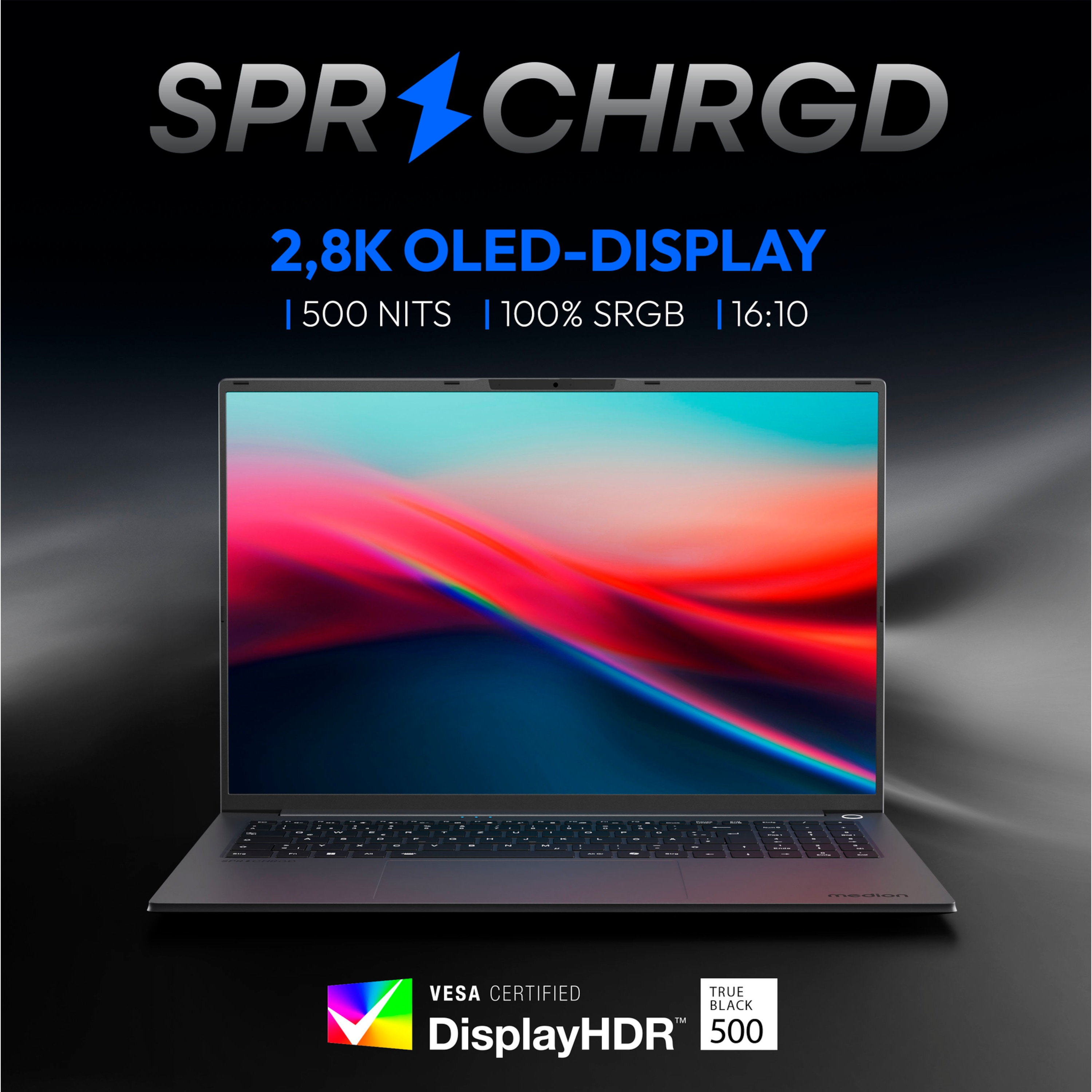 Medion SPRCHRGD 16 S1 OLED 16" Intel Core Ultra 7 258V 32 GB RAM 1 TB SSD Grau
