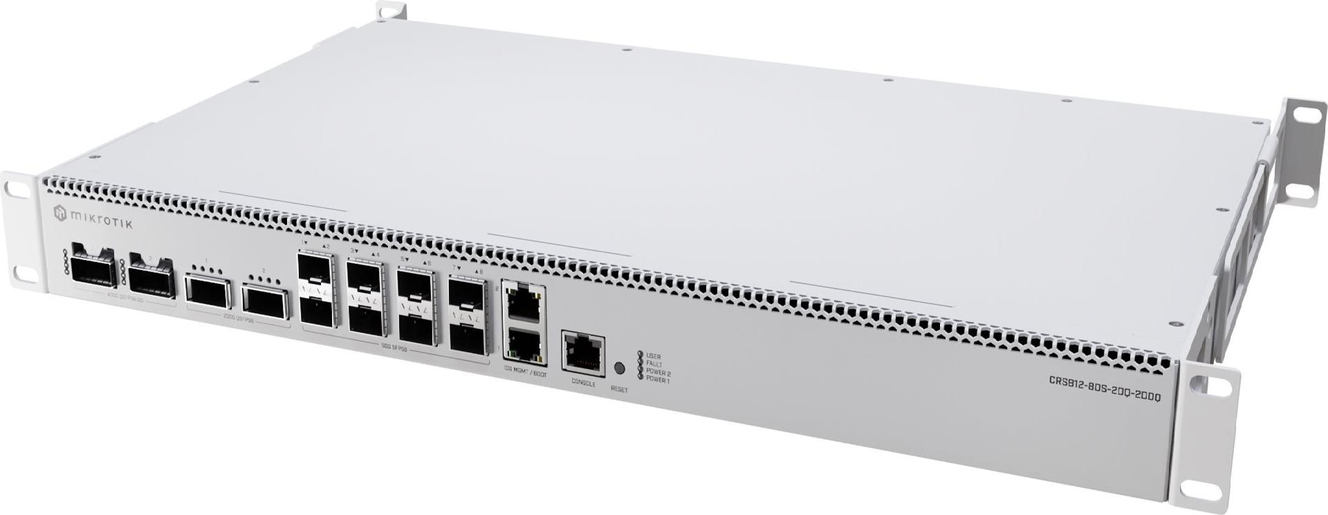 MikroTik Cloud Router Switch CRS812-8DS-2DQ-2DDQ-RM, 2x 10GB RJ45, 8x 50G SFP56, 2x 200G QSFP56, 2x 400G QSFP56-DD, Rackmount (CRS812-8DS-2DQ-2DDQ-RM)