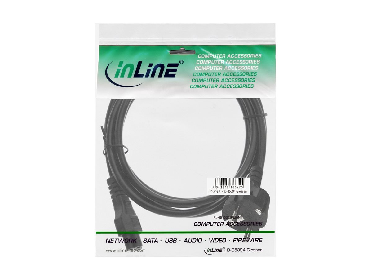 InLine Netzkabel CEE 7/7 zu IEC 60320 C5 10 m Schwarz