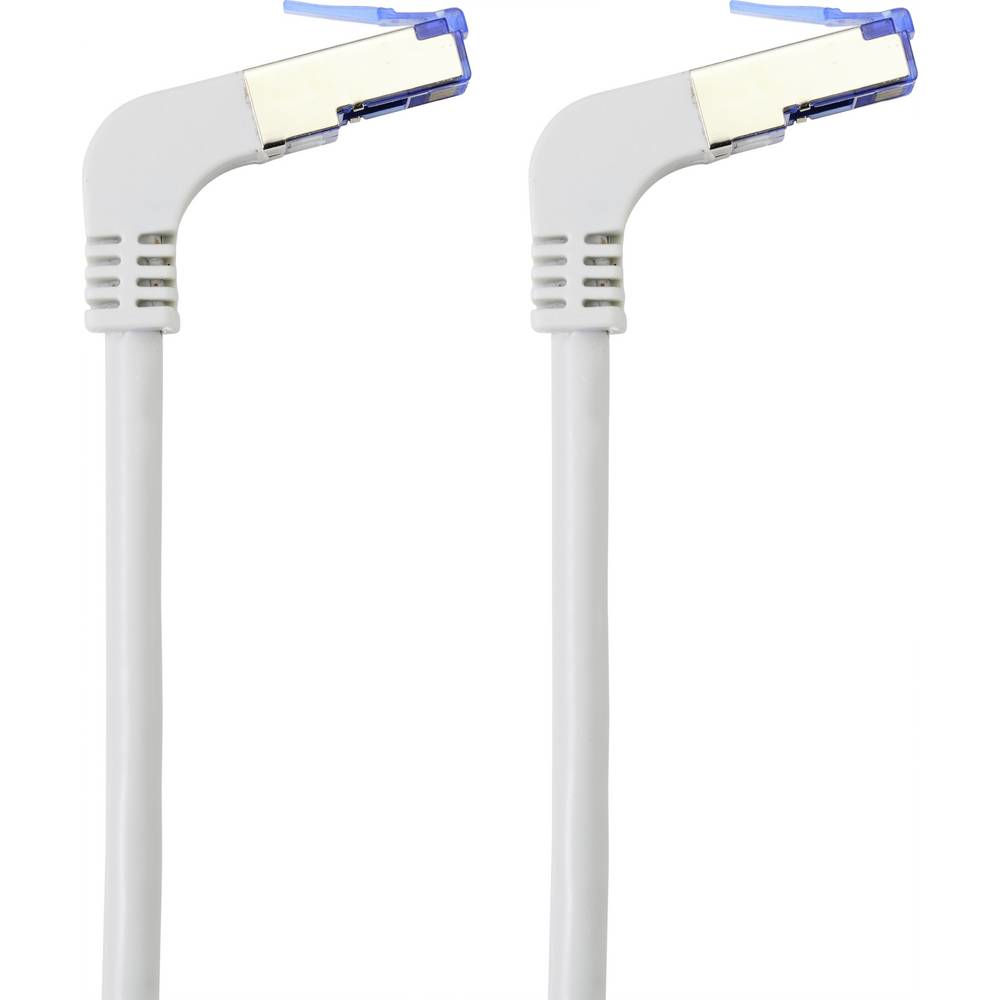 Renkforce RF-4892520 Cat 6a S/FTP RJ-45 Patchkabel 20 m 90° gewinkelt Grau