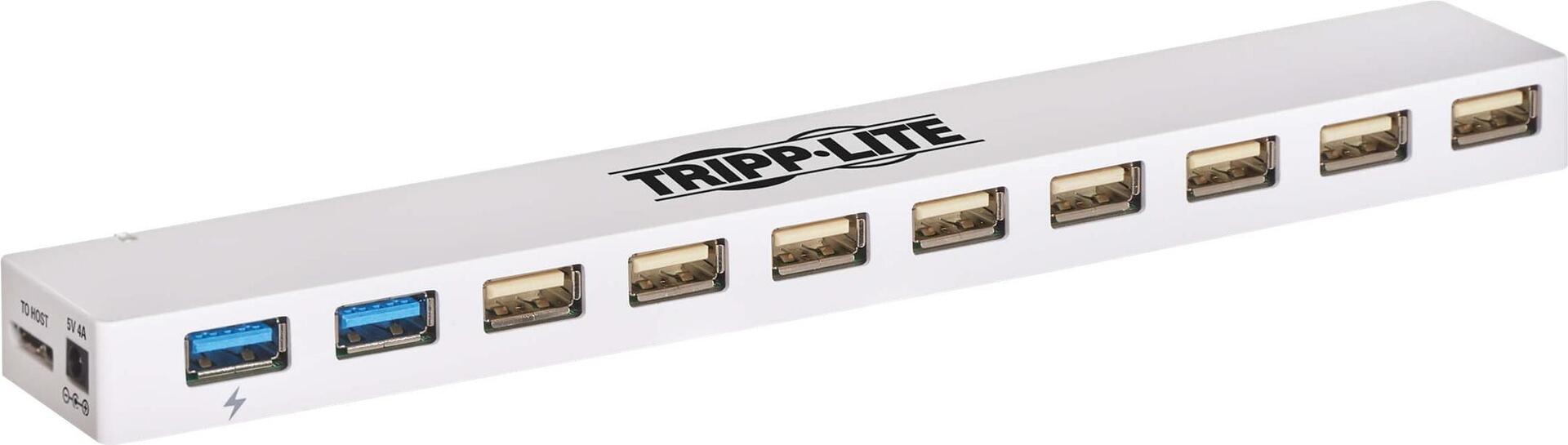 Tripp Lite U360-010C-2X3 10-Port USB-Hub 2x USB 3.0 8x USB 2.0 USB-Ladefunktion Weiß