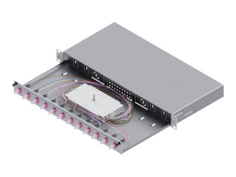 ZVK EasyLan LWL-Spleißgehäuse Basic 1HE 6x LC-Duplex OM4 ausziehbar Grau (RAL 7035)