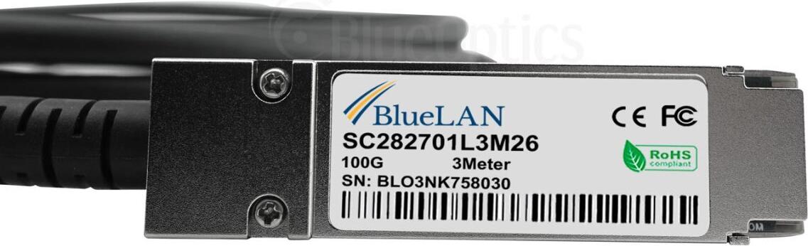 BlueOptics HPE Q9S72A-BL DAC Breakout Kabel 1m 100GBASE-CR4 QSFP28 auf 4x 25GBASE-CR SFP28 Passiv AWG26 Schwarz