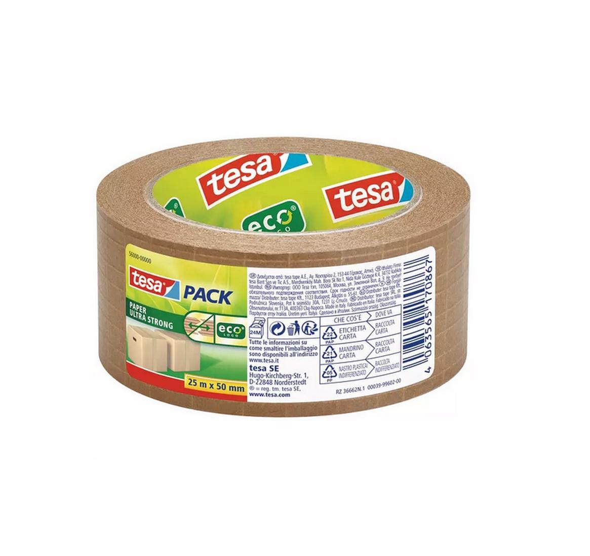 tesa tesapack Papier Ultra Strong Packband 50 mm x 25 m Braun