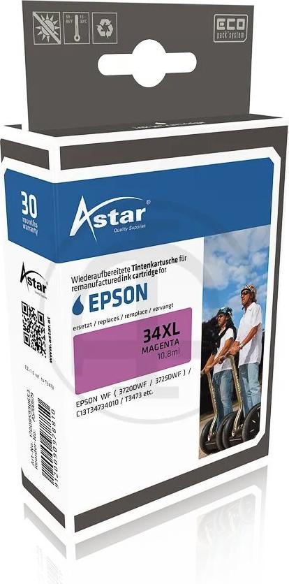 AS700679 ASTAR EPSON WF3720DWF TINTE MA T3473 / 34XL 10,8ml 950Seiten magenta HC (AS700679)