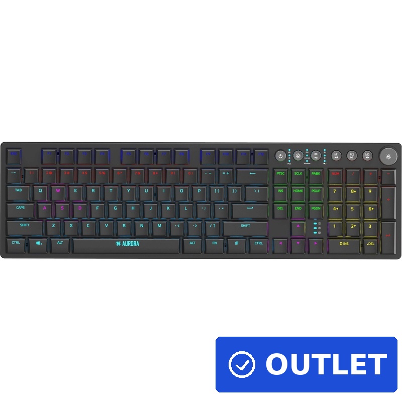 iBox AURORA K-6 Tastatur RF Wireless + Bluetooth QWERTY Englisch Schwarz (IKGMK6) (geöffnet) (B-Ware)