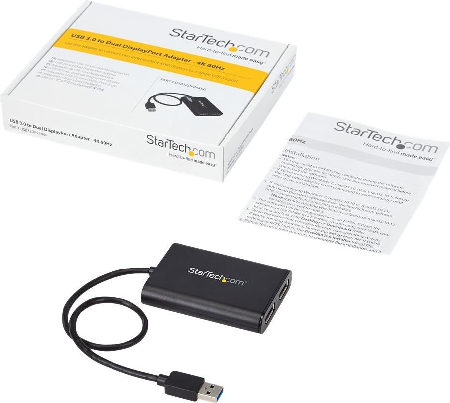 StarTech.com USB-zu-Dual-DisplayPort-Adapter 4K 60Hz USB 3.0 DisplayLink DL-6950 Schwarz