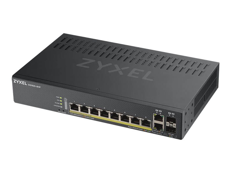 Zyxel GS1920-8HPv2 Smart-Managed Switch 8x Gigabit PoE+ + 2x Combo SFP Schwarz