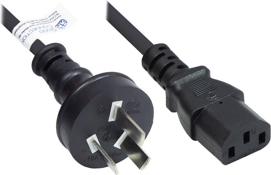 Alcasa P8030-S018 Stromkabel Schwarz 1,8 m Netzstecker Typ I C13-Koppler (P8030-S018)