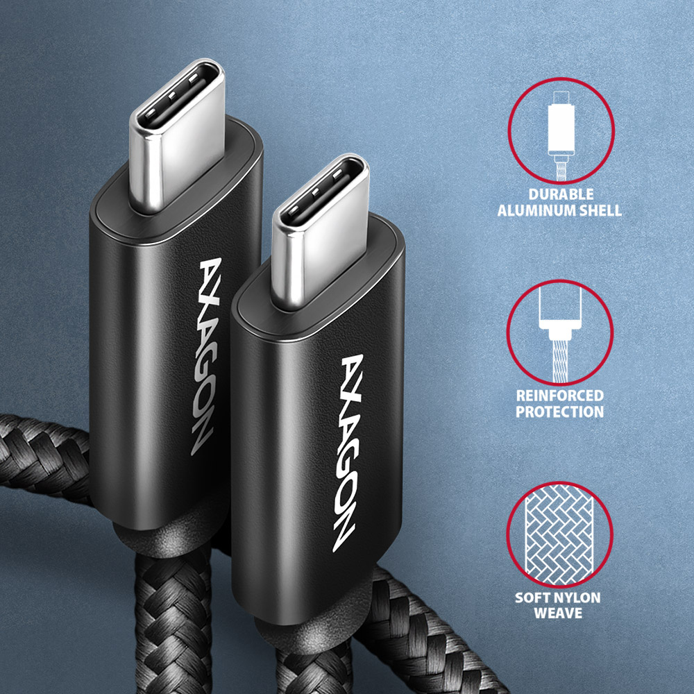 AXAGON BUCM2-CM30AB USB Typ-C-Kabel 3 m PD 240 W Schwarz