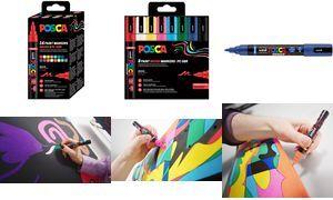 POSCA Pigmentmarker PC-5BR BRUSH, 16er Etui, farbig sortiert halbflexible Schaumstoffspitze, Strichstärke: 1,0 (PC5BR/16 PF)