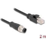 Delock M12 Kabel A-kodiert 8 Pin Stecker zu RJ45 PVC 2 m (80810)