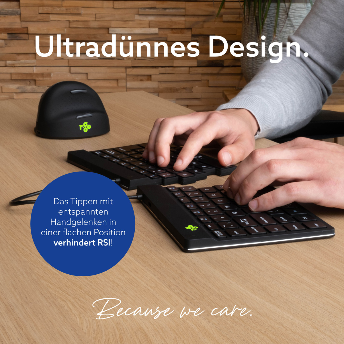 R-Go Tools Split Break Ergonomische Funk-Tastatur Bluetooth 5.0 QWERTZ Schwarz