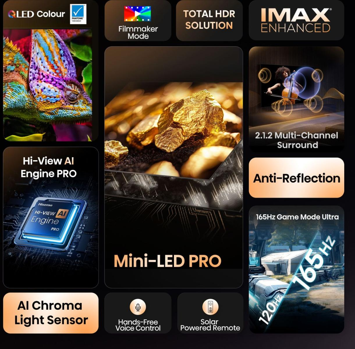 Hisense 75U7Q PRO 75" Mini-LED 4K Smart TV 165 Hz 2'000 Nits Schwarz