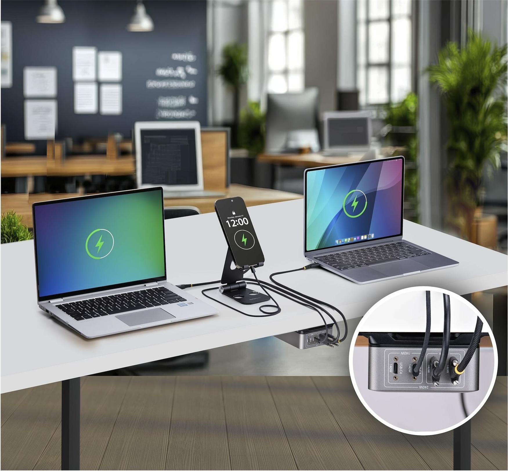 Startech 4-Port USB-C Charger 240W Total Single Port 140W EPR Netzteil Grau