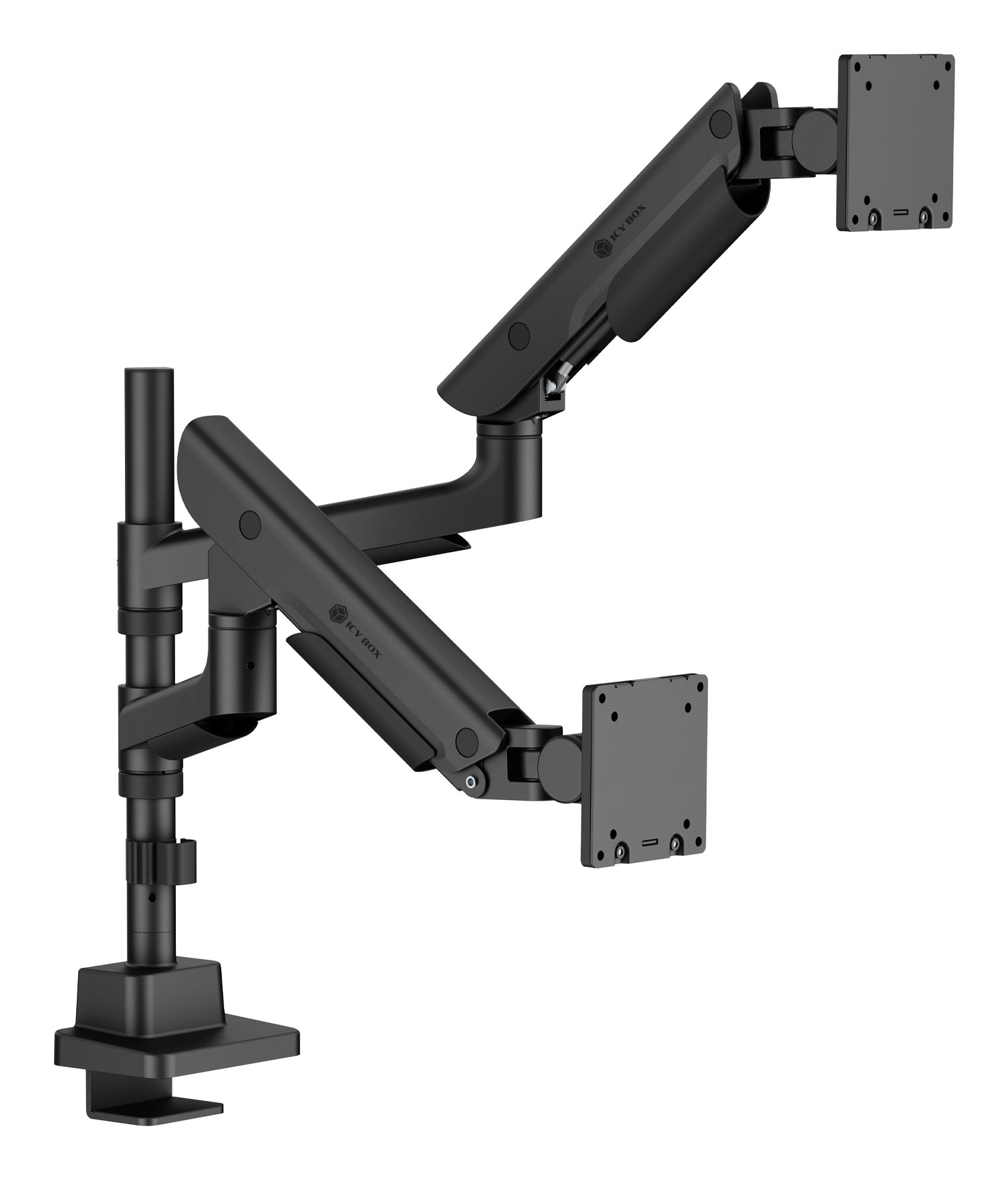 ICY BOX IB-MS702-T Monitorständer für 2 Displays bis 57" Tischmontage Schwarz